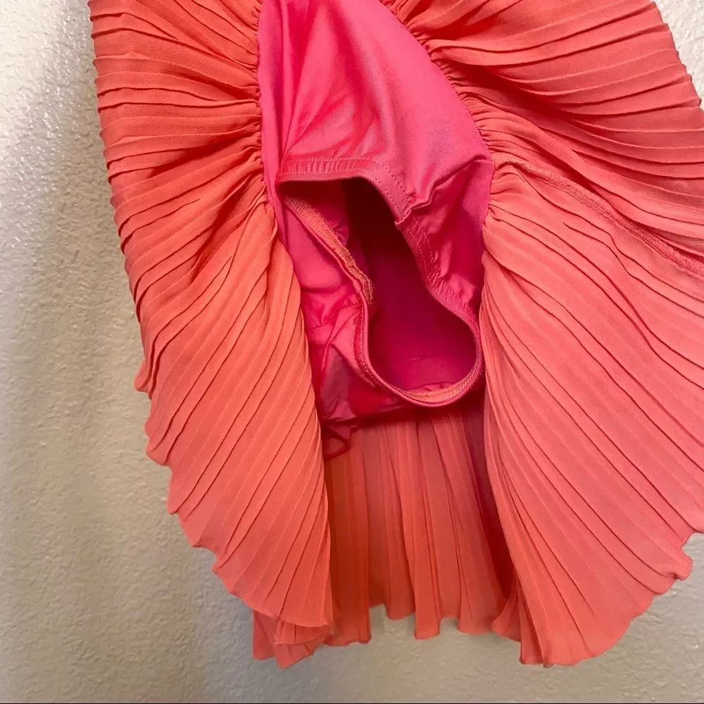 WEISSMAN Dance Costume coral orange lace leotard dress MC medium child 10/12